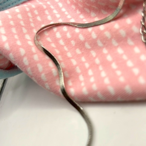 NWT Silver Colored Herringbone Necklace - Picture 2 of 2